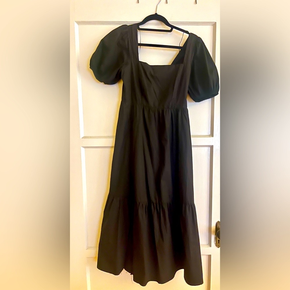 Black ASTR puff sleeve midi dress